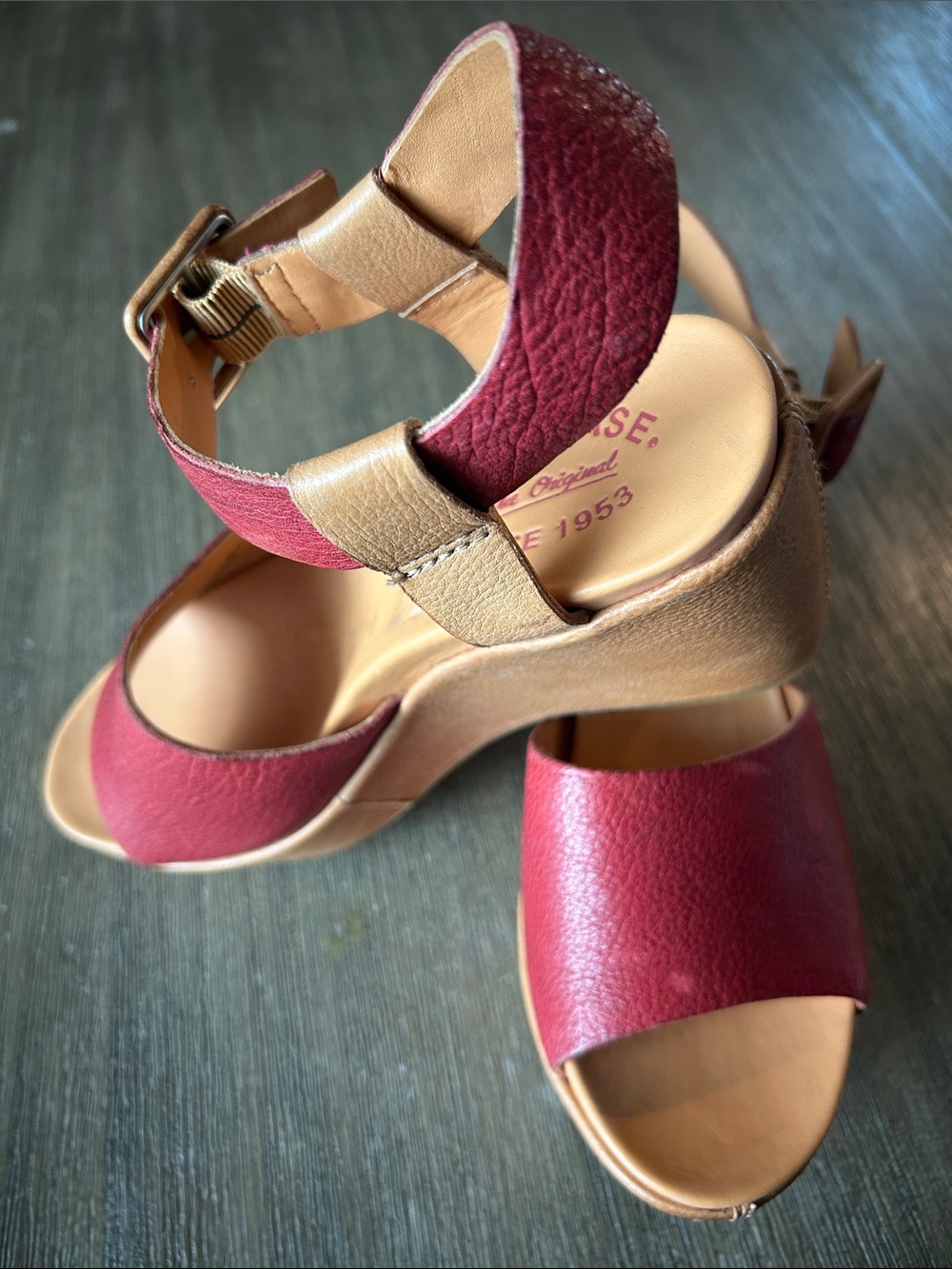 Kork Ease Size 7 Keirn Ankle Strap Platform Wedge Leather Sandal. - Picture 3 of 9